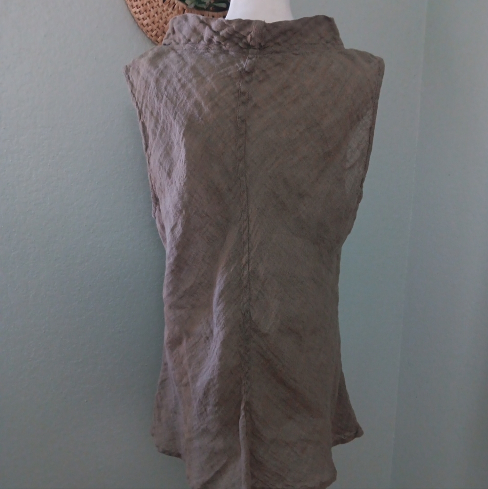Flax Sleeveless Taupe Women's Tunic Linen Sz M - Picture 2 of 5
